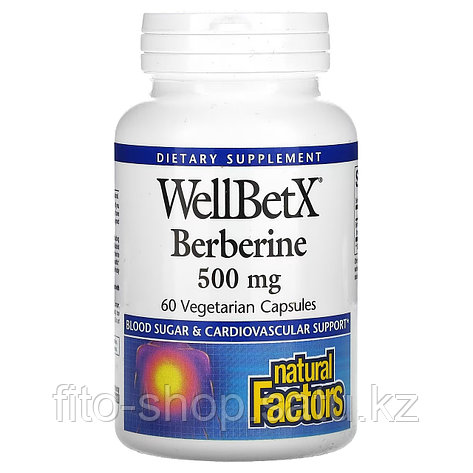 Natural Factors, WellBetX, берберин, 500 мг, 60 кап., фото 2