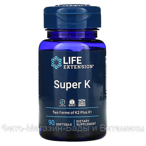 Life Extension, Продукт «Super K», 90 мягких желатиновых кап., фото 2