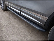 Пороги алюминиевые с пластиковой накладкой (карбон черные) 1920 мм ТСС для Volkswagen Touareg R-Line 2014-