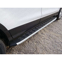 Пороги алюминиевые с пластиковой накладкой 1820 мм (под брызговики) ТСС для Volkswagen Touareg 2014-2018