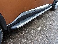Пороги алюминиевые с пластиковой накладкой (карбон серые) 1820 мм ТСС для Nissan Murano 2016-