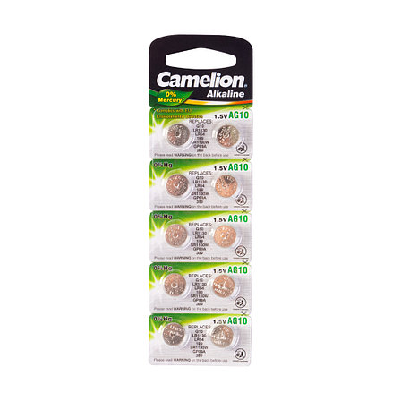 Батарейка CAMELION Alkaline AG10-BP10(0%Hg) 10 шт. в блистере, фото 2
