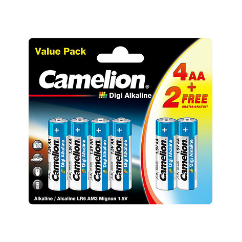 Батарейка CAMELION Digi Alkaline 4+2LR6DG-BP 6 шт. в блистере, фото 2