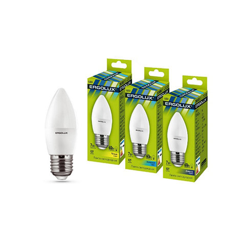 Эл. лампа светодиодная Ergolux LED-C35-7W-E27-4K, Холодный, фото 2