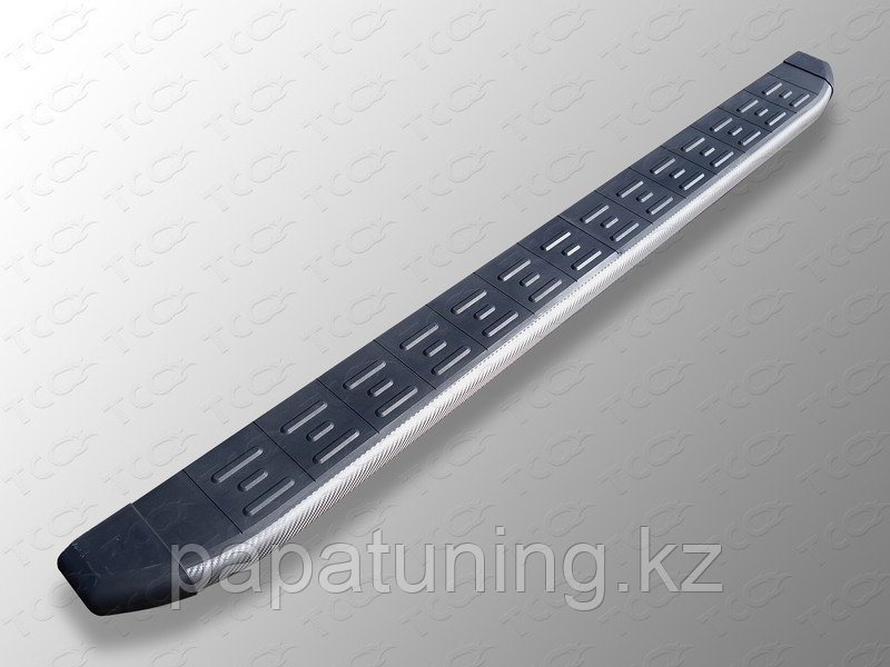 Пороги алюминиевые с пластиковой накладкой (карбон серые) 1820 мм ТСС для Subaru Outback 2009-2013 - фото 2 - id-p108132241