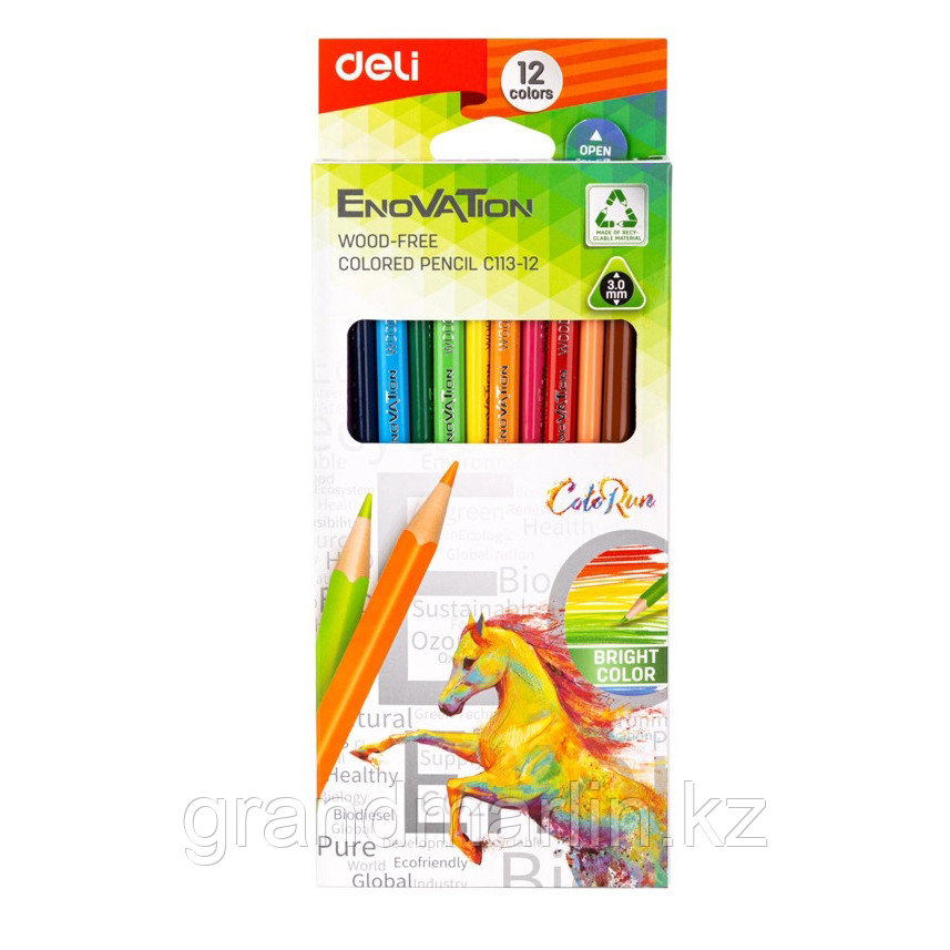 Карандаши цветные Deli "Enovation", 12 цвета, картон