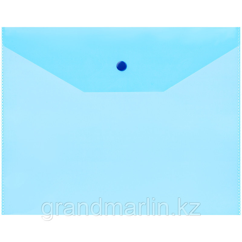 Папка-конверт на кнопке OfficeSpace А5 (190*240мм), 120мкм, полупрозрачная, синяя - фото 1 - id-p105276955