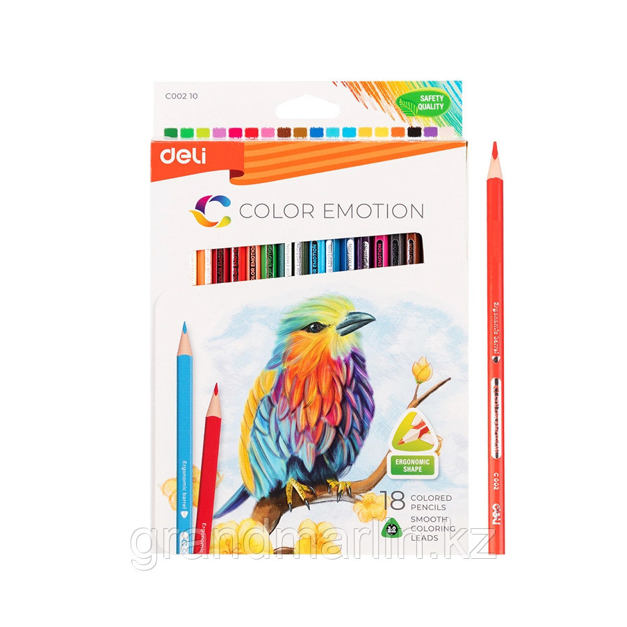Карандаши цветные Deli "Color Emotion", 18 цветов, картон