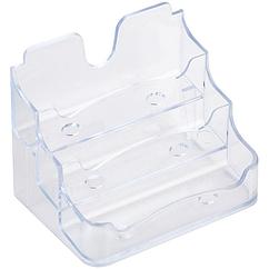 Подставка для визиток настольная Стамм 70*102мм, 3 отделения, прозрачная