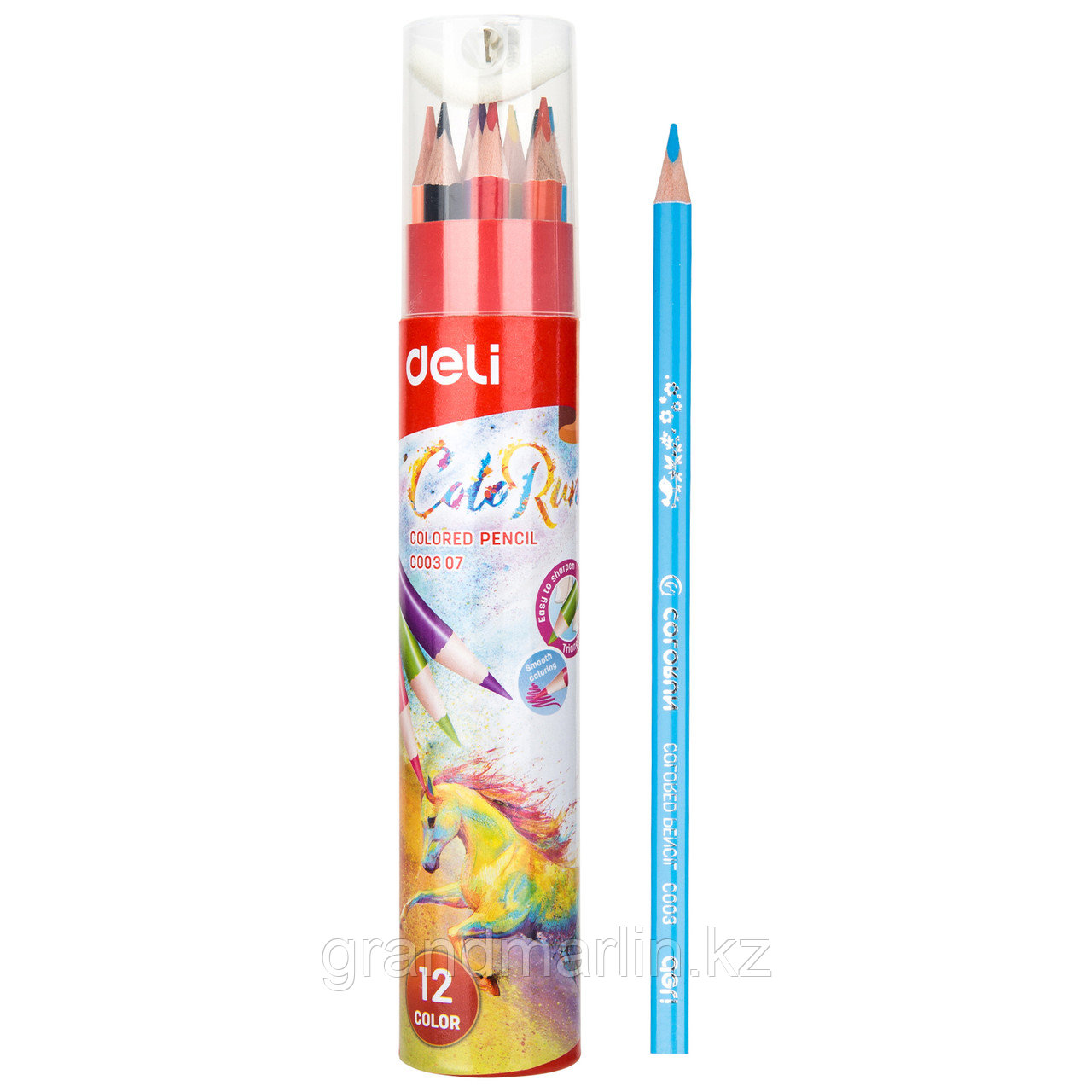 Карандаши цветные Deli "Colorun", 12цв., заточен., пластик. тубус, фото 1