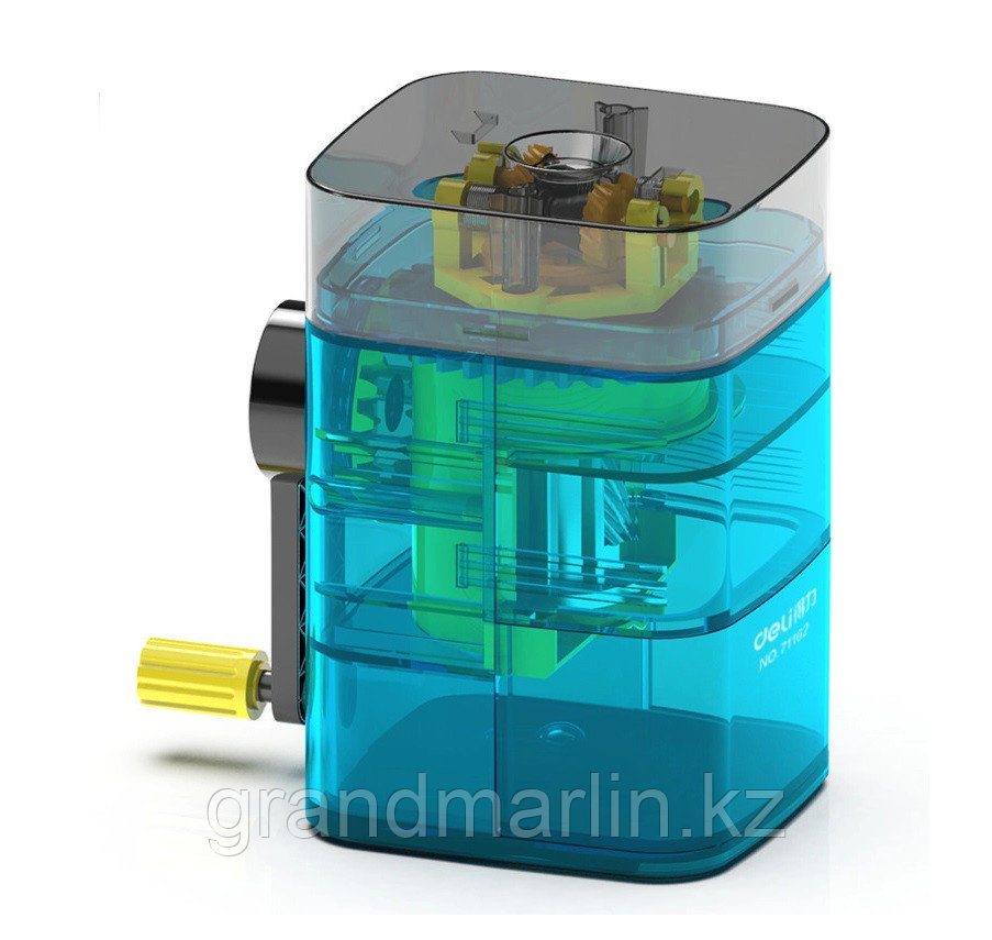 Точилка DELI  механическая, с прозрачным  контейнером, синяя