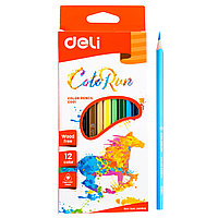 Карандаши цветные Deli "ColoRun", 12 цветов, пластик, картон