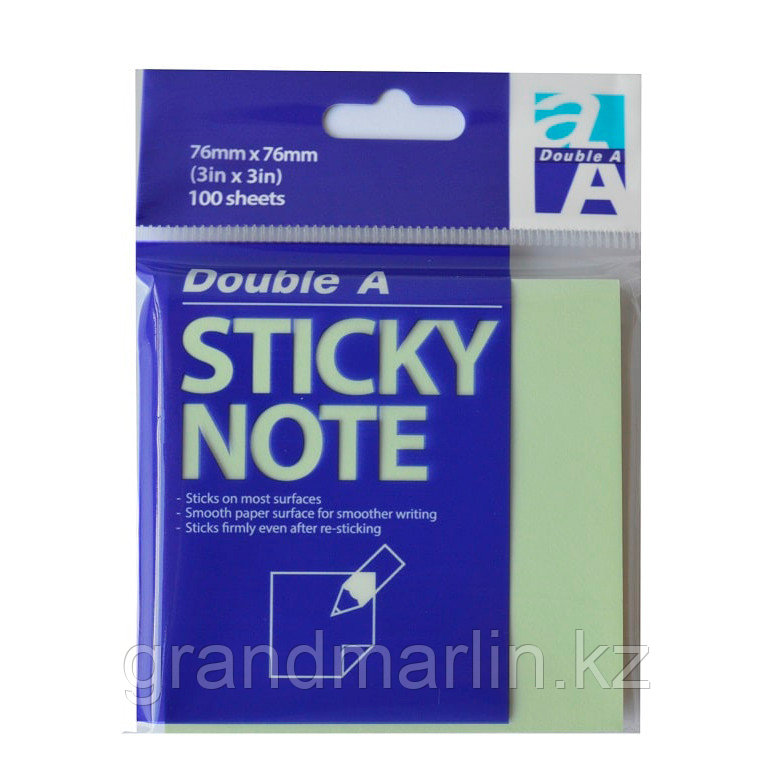 Бумага для заметок клейкая Double A RN18203-EN 76*76мм, 100 л, зеленый пастель, фото 1