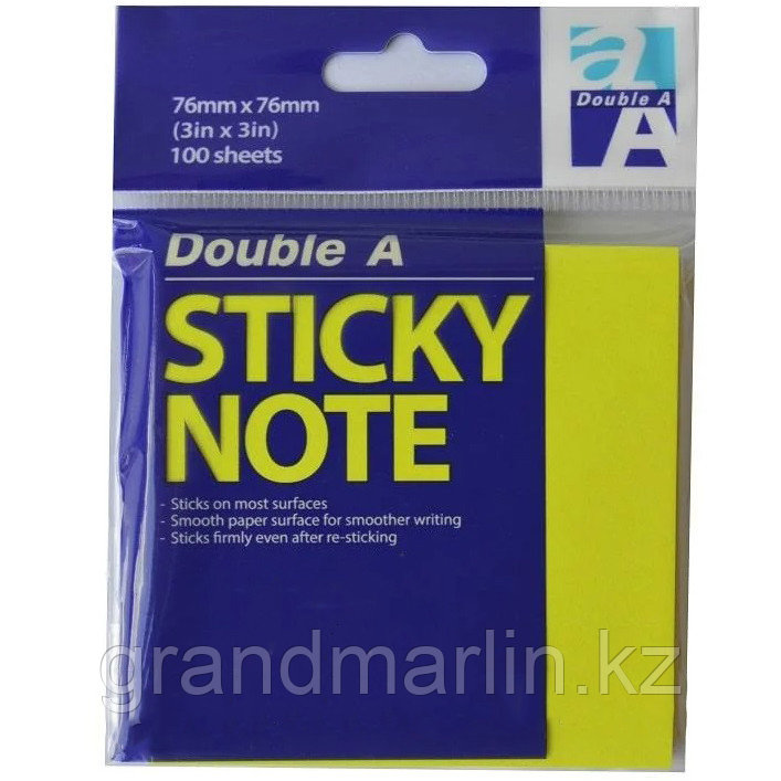 Бумага для заметок клейкая Double A RN18210-EN 76*76мм, 100 л, салатовый неон, фото 1