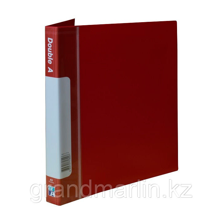 Папка с файлами Double A CH02414-EN А4, 40 файлов, 1200 мкм, пластиковая, красный, фото 1