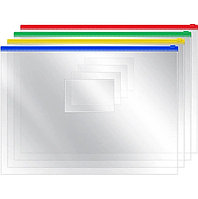 Папка-конверт на молнии OfficeSpace А4, 120мкм, прозрачная
