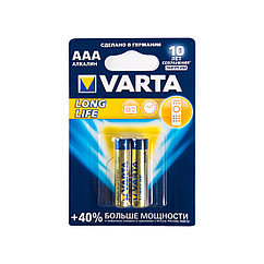 Батарейка, VARTA, LR03 Longlife Micro, AAA, 1.5 V, 2 шт., Блистер