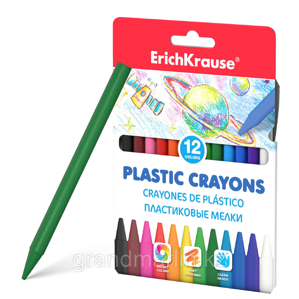 Пластиковые мелки ErichKrause® 12 цветов, фото 1