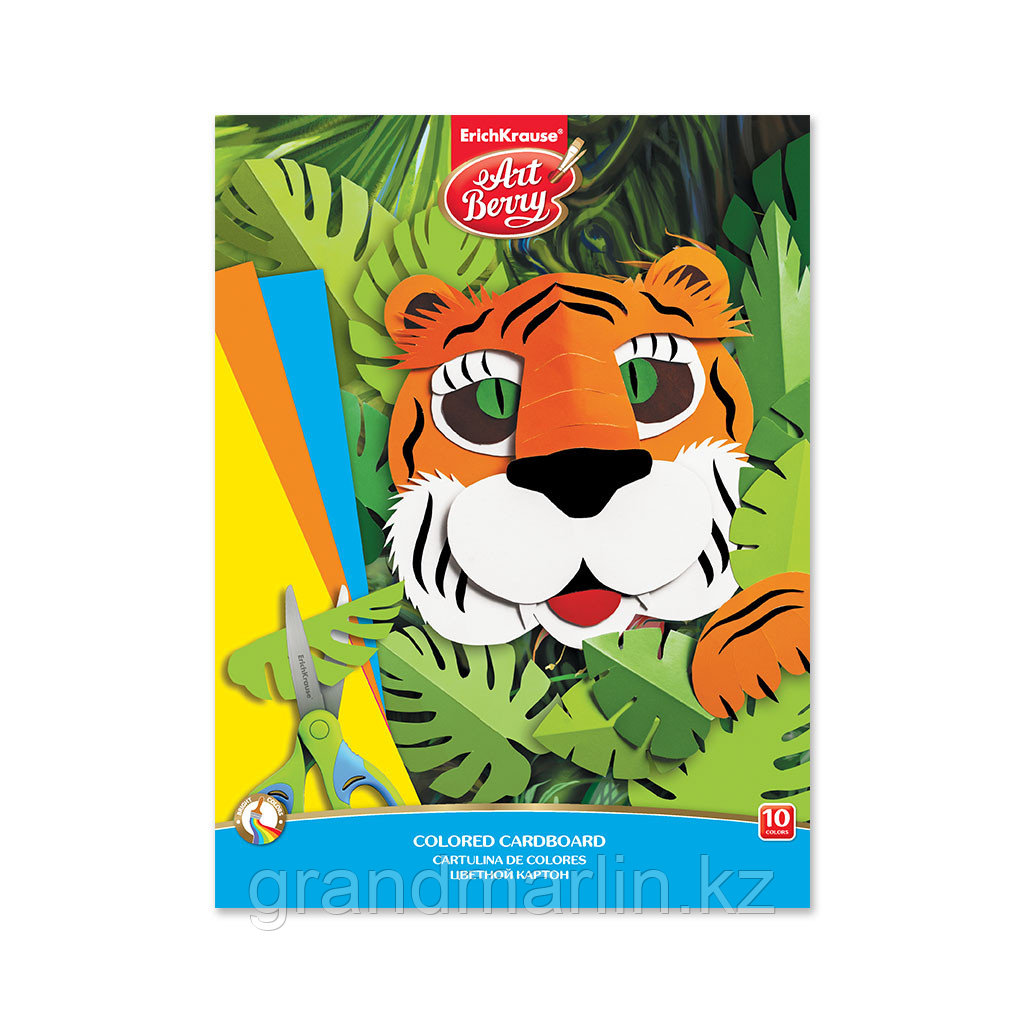 Цветной картон мелованный в папке ArtBerry®, А4, 10 листов,10 цветов, игрушка-набор для детского тво, фото 1