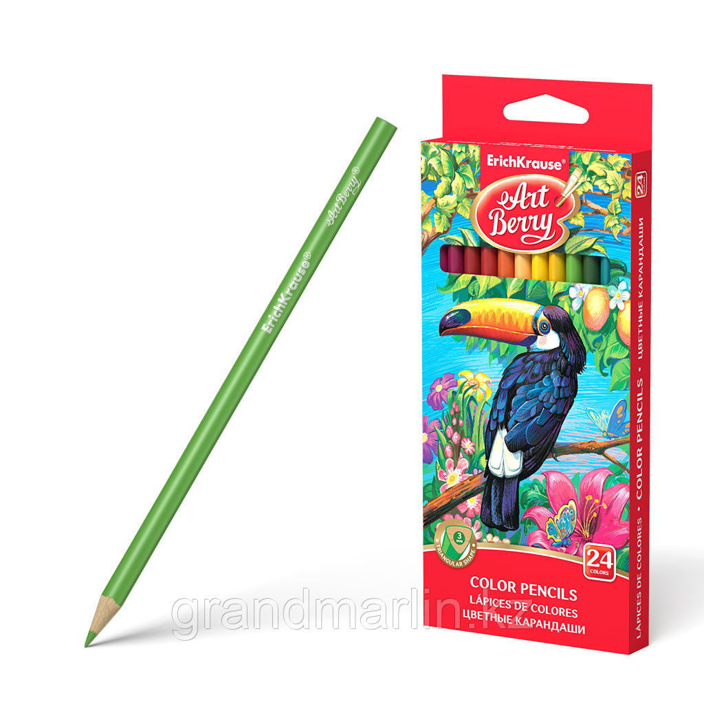 Цветные карандаши трехгранные ArtBerry® 24 цвета, фото 1