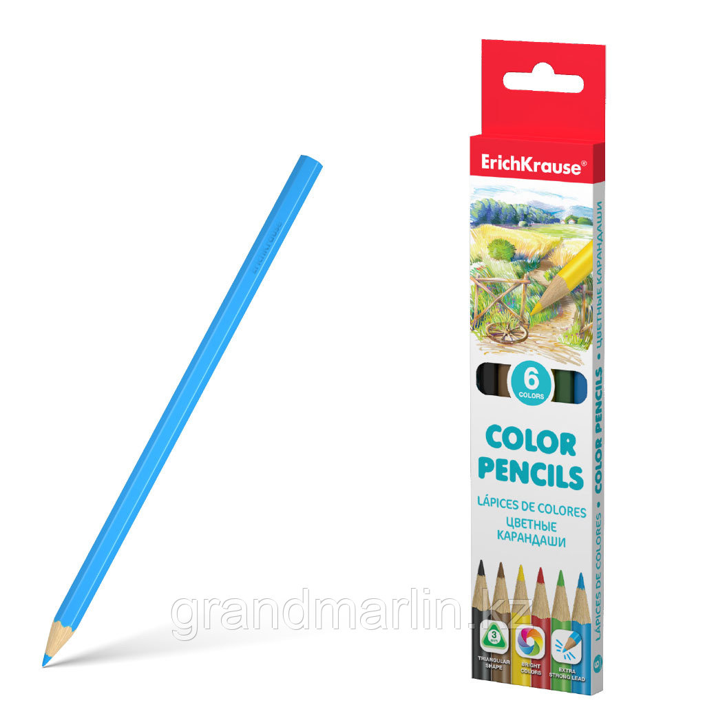 Цветные карандаши трехгранные ErichKrause® 6 цветов - фото 1 - id-p107475647