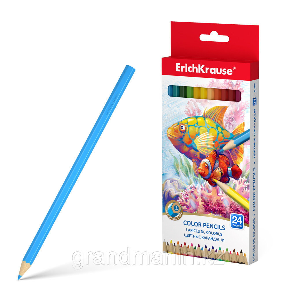 Цветные карандаши шестигранные ErichKrause®  24 цвета, фото 1