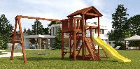 Детская площадка "Савушка Мастер" - 2 с качелями "Гнездо" 1 метр (покрашенный)