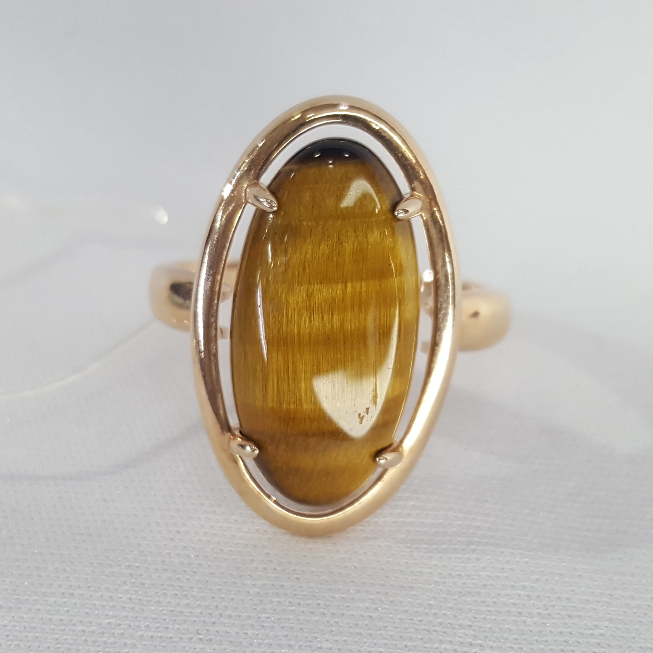 Кольцо из золочёного серебра с тигровым глазом SOKOLOV 83010082 позолота - фото 4 - id-p88401160