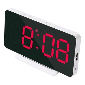 Часы-термометр настольные/настенные электронные iClock Smart Alarm с зеркальным LED-дисплеем (Красный)