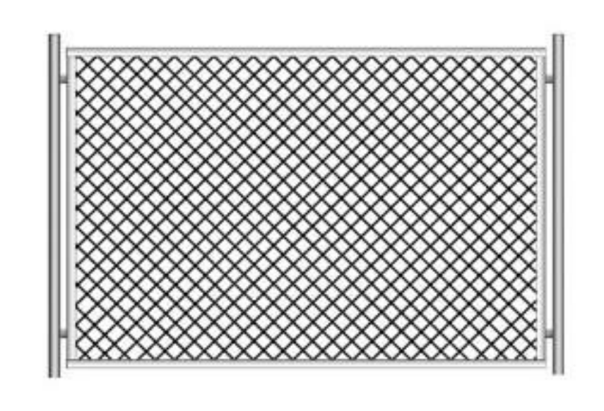 Ограждение из сетчатых панелей из плетенной сетки с квадратными ячейками и металлическими стойками тип 1ПМ, фото 1
