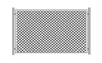 Ограждение из сетчатых панелей из плетенной сетки с квадратными ячейками, с металлическими стойками тип 1ПМ