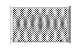 Ограждение из сетчатых панелей из плетенной сетки с квадратными ячейками и металлическими стойками тип 1ПМ