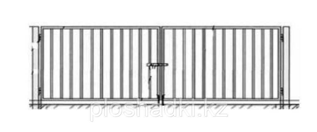 Ворота распашные, металлические, тип  ВМС 4,5 х 1, с металлическими  стойками