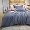 Комплект сатинового постельного белья king-size  двуспальный однотонный с контрастным отворотом и простынью, фото 2