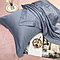 Комплект сатинового постельного белья king-size  двуспальный однотонный с контрастным отворотом и простынью, фото 4