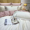 Комплект сатинового постельного белья king-size  двуспальный однотонный с контрастным отворотом и простынью, фото 7