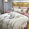 Комплект сатинового постельного белья king-size  двуспальный однотонный с контрастным отворотом и простынью, фото 10
