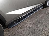 Пороги алюминиевые с пластиковой накладкой (карбон черные) 1720 мм ТСС для Lexus NX 2017- (кроме F-Sport)
