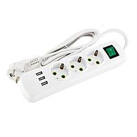 LETITIA 721 0305 302U Удлинитель 10А 3входа/16A 250V 5м с USB с выкл