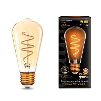 Лампа Gauss LED Filament ST64 Flexible 6W E27 2400K Golden 157802006