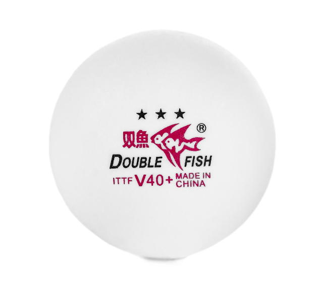 Double Fish V40+ 3*** ITTF 10 шаров (белый цвет) - фото 2 - id-p108673412