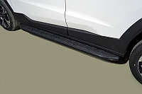 Пороги алюминиевые с пластиковой накладкой (карбон черные) 1720 мм ТСС для JAC JS4 2022-