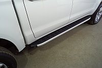 Пороги алюминиевые с пластиковой накладкой (1920 из 2-х мест) ТСС для JAC T6 (4WD) 2.0T (бенз) 2021-