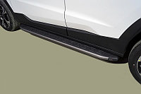Пороги алюминиевые с пластиковой накладкой (карбон серые) 1720 мм ТСС для JAC JS4 2022-