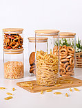 Банка стеклянная с крышкой из бамбука 0,45 л MALLONY BAMBU для хранения сыпучих продуктов, фото 5
