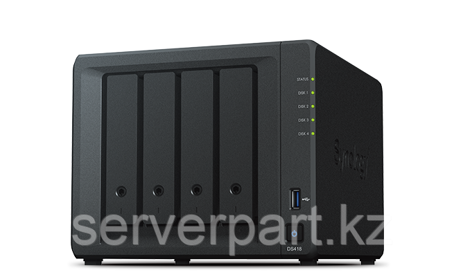 Сетевой накопитель NAS Synology DS418/4LFF (hs)/RAID 0,1,5,JBOD/2GB/2xUSB 3.2/2xGbE