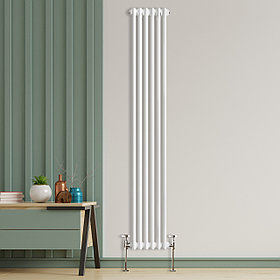 Радиатор 2x-трубчатый дизайнерский Unilux, 180см, 6 секции, 11.5 м², белый глянец
