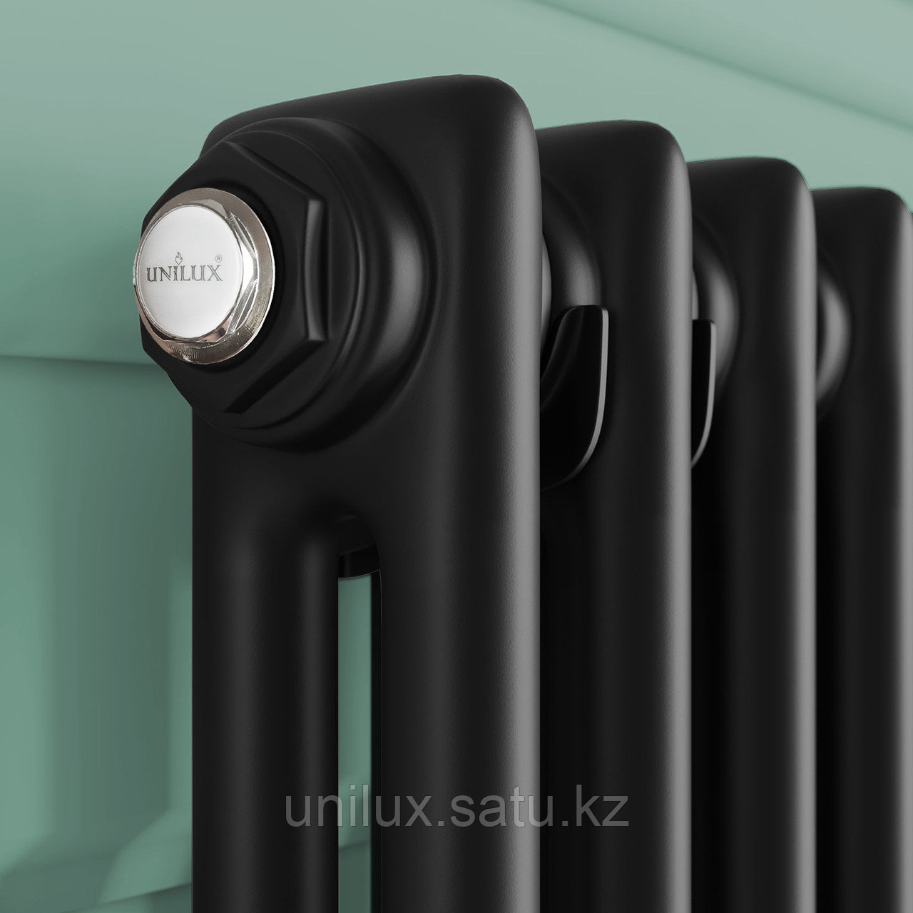 Радиатор 2x-трубчатый дизайнерский Unilux, 180см, 6 секции, 11.5 м², чёрный мат - фото 2 - id-p108682941