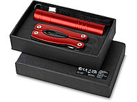 Подарочный набор Scout с многофункциональным ножом и фонариком, красный