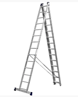Лестница СИБИН универсальная,трехсекционная со стабилизатором, 14 ступеней (38833-14)